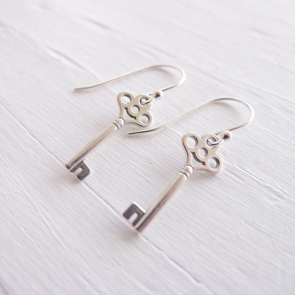 Key Earrings Sterling Silver