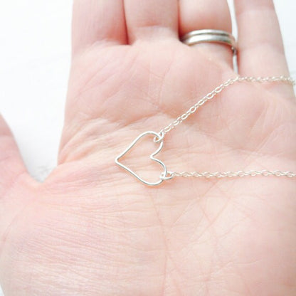 Open Heart Necklace - Floating Wire Heart Necklace