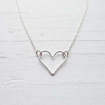 Open Heart Necklace - Floating Wire Heart Necklace