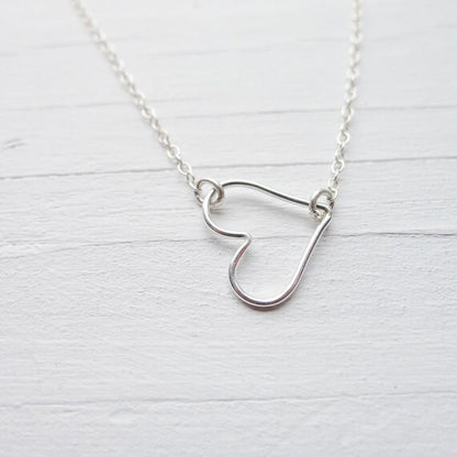 Open Heart Necklace - Floating Wire Heart Necklace