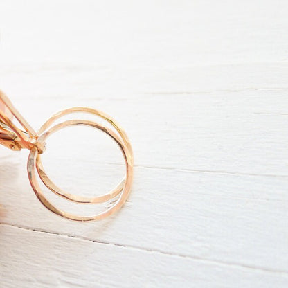 Hammered Gold Hoop Leverback Earrings