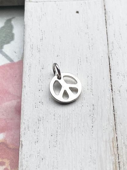 Peace Sign Charm Sterling Silver Symbol Pendant