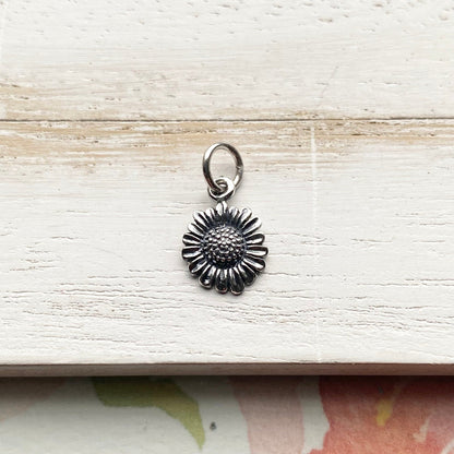 Tiny Daisy Charm Sterling Silver Flower Dangle Pendant Peace Love