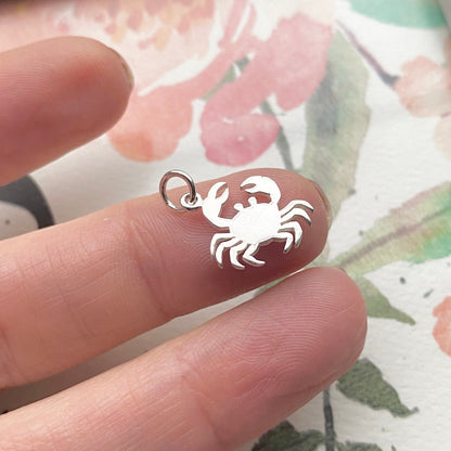 Crab Charm Sterling Silver Crustacean Pendant