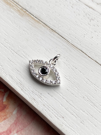 Evil Eye Charm CZ Sterling Silver