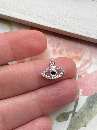 Evil Eye Charm CZ Sterling Silver