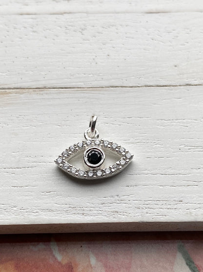 Evil Eye Charm CZ Sterling Silver