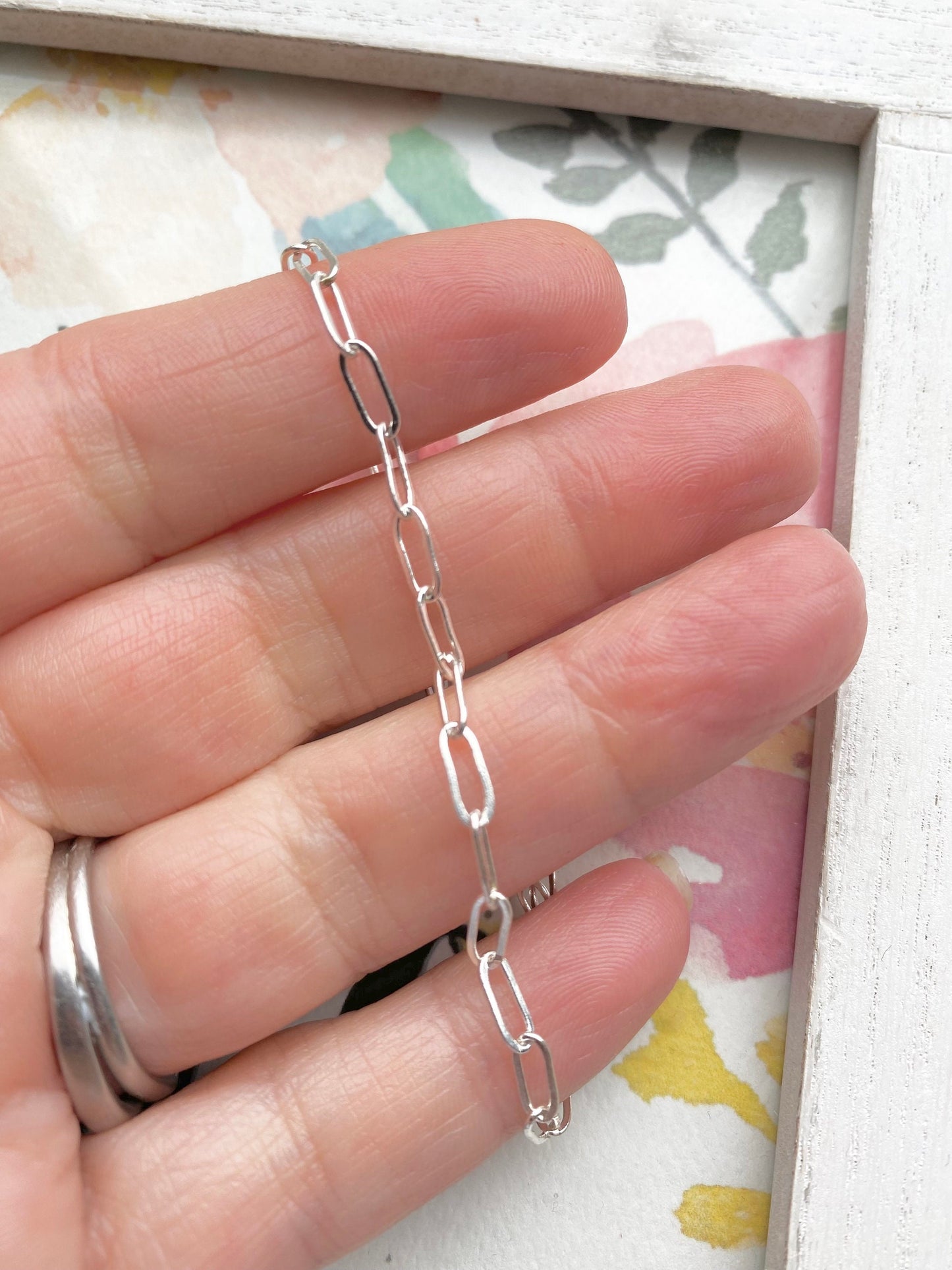 Paper Clip Charm Bracelet Sterling Silver