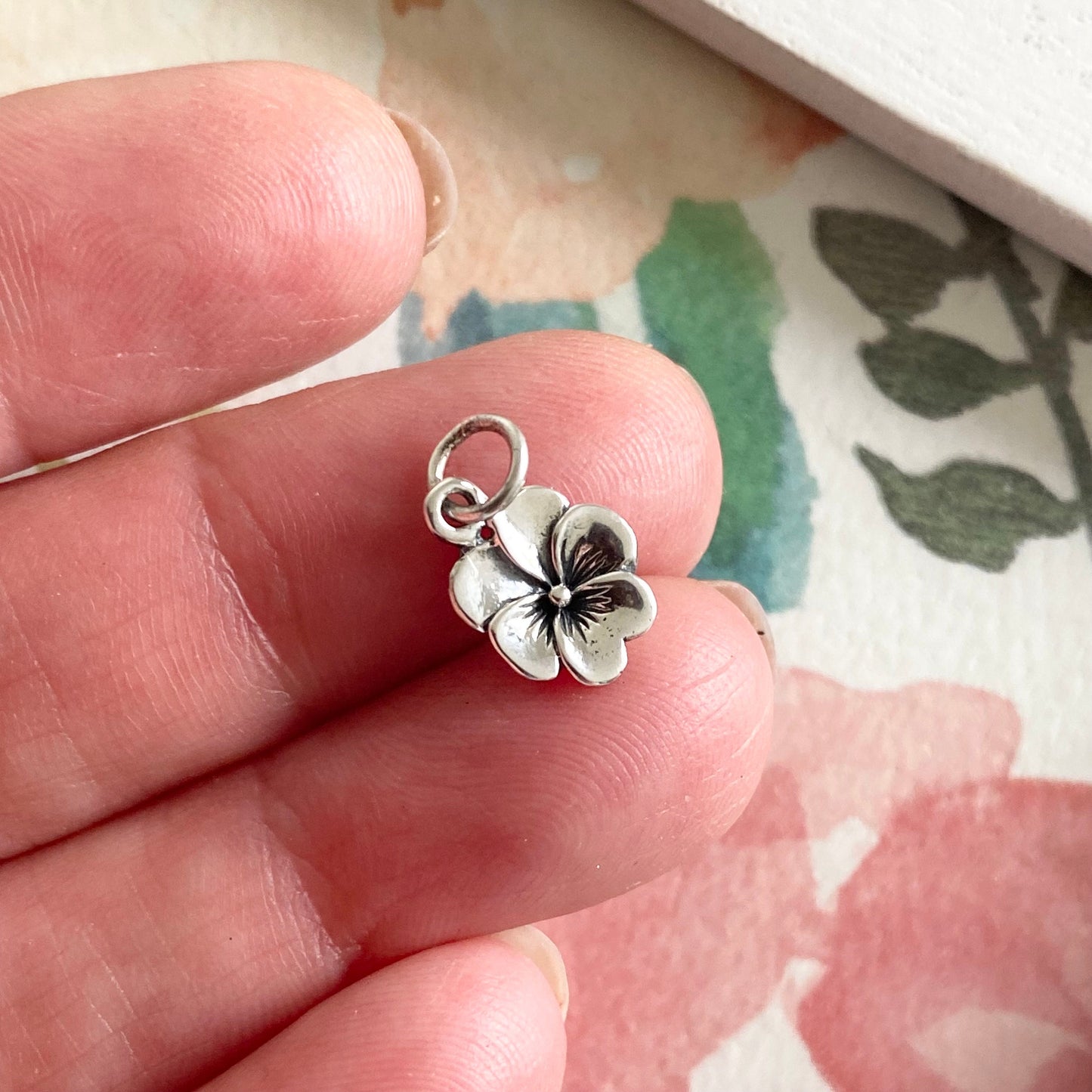 Pansy Charm Sterling Silver