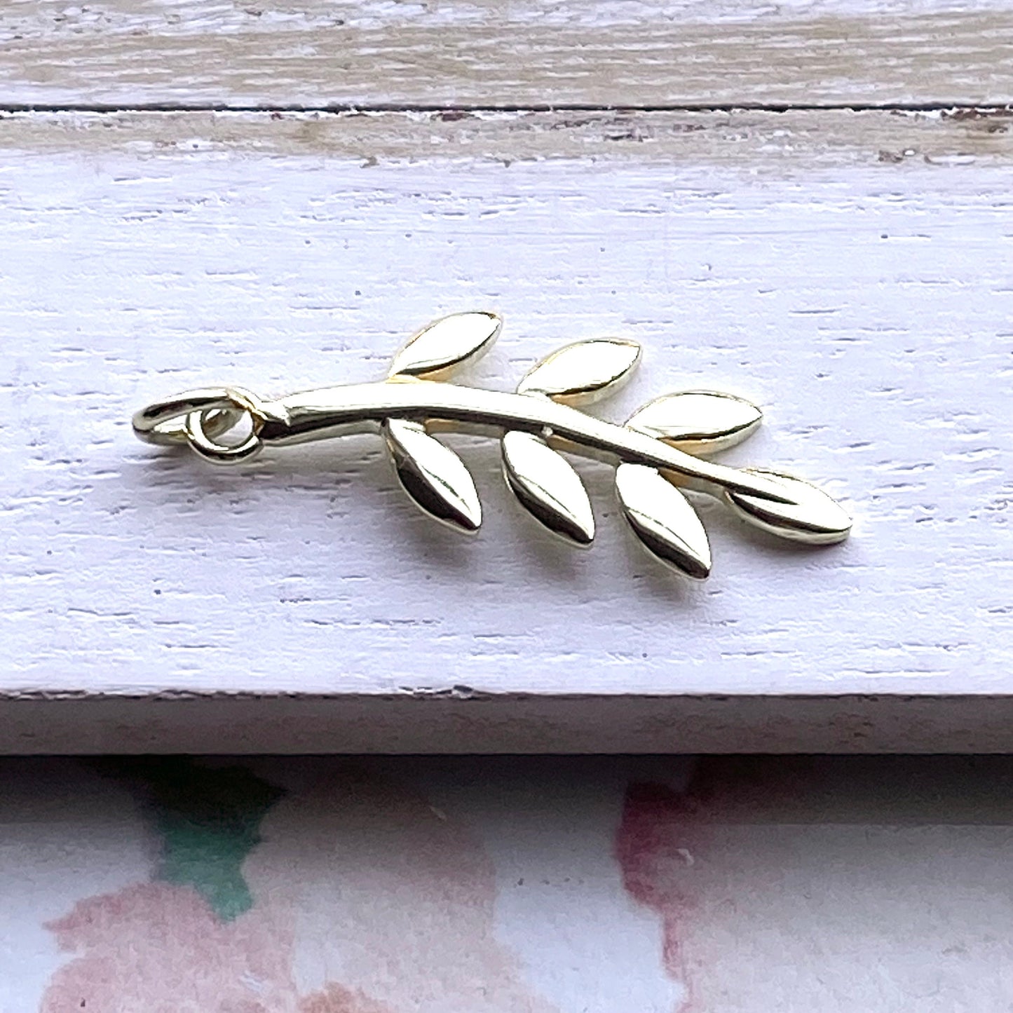 Gold Olive Branch Charm Leaf Tree Branch Fall Inspired Pendant  Nature Jewelry Making