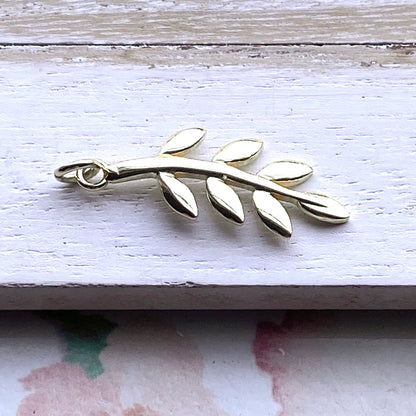 Gold Olive Branch Charm Leaf Tree Branch Fall Inspired Pendant  Nature Jewelry Making