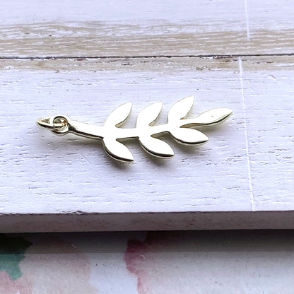 Gold Olive Branch Charm Leaf Tree Branch Fall Inspired Pendant  Nature Jewelry Making