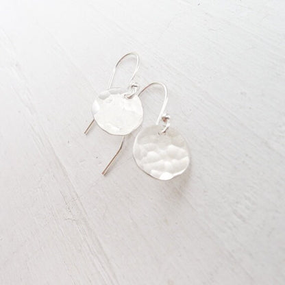 Hammered Silver Disc Earing