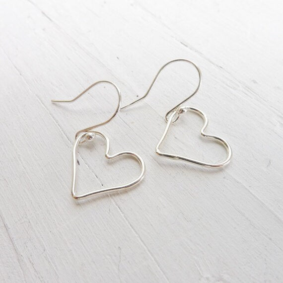 Open Heart Earrings in Sterling, Rose or Gold Filled