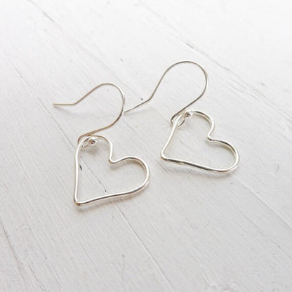 Open Heart Earrings in Sterling, Rose or Gold Filled