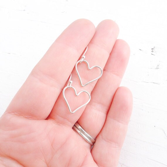 Open Heart Earrings in Sterling, Rose or Gold Filled