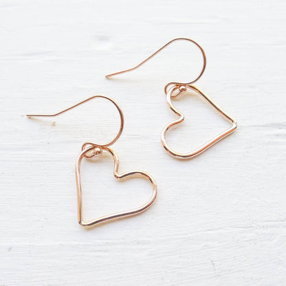 Open Heart Earrings in Sterling, Rose or Gold Filled