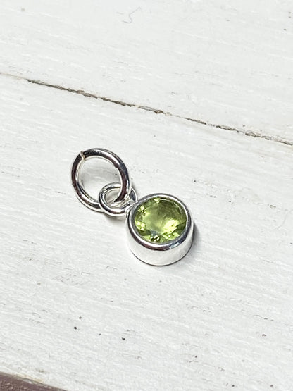 Peridot Charm August Birthstone with Sterling Silver Bezel 4mm Gemstone Pendant