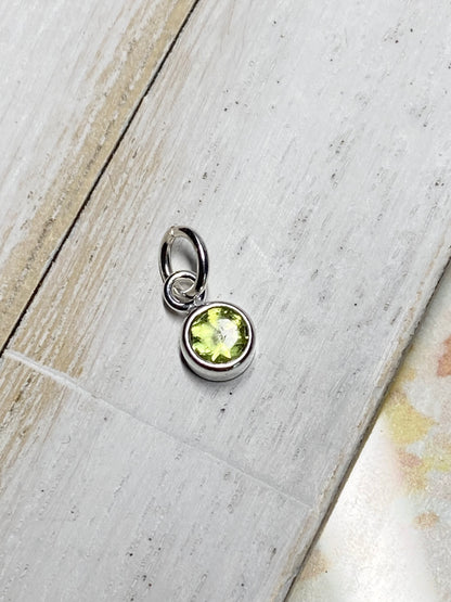 Peridot Charm August Birthstone with Sterling Silver Bezel 4mm Gemstone Pendant