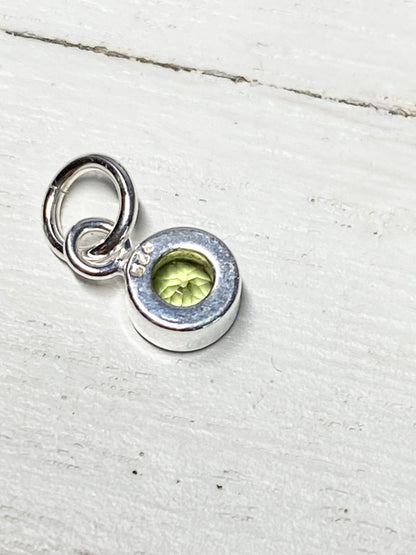 Peridot Charm August Birthstone with Sterling Silver Bezel 4mm Gemstone Pendant