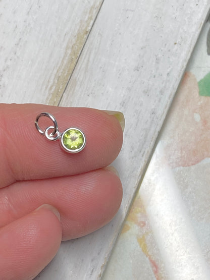 Peridot Charm August Birthstone with Sterling Silver Bezel 4mm Gemstone Pendant