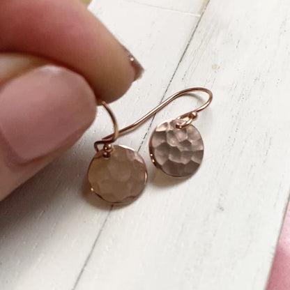 Rose Gold Hammered Dot Earrings