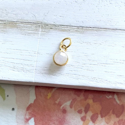 Rainbow Moonstone Charm Sterling Silver or Gold Vermeil