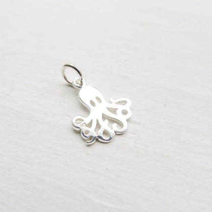 Octopus Charm Sterling Silver Octopus Pendant Adorable Animal Sea Creature for Necklace or Bracelet