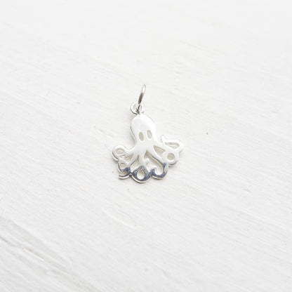 Octopus Charm Sterling Silver Octopus Pendant Adorable Animal Sea Creature for Necklace or Bracelet