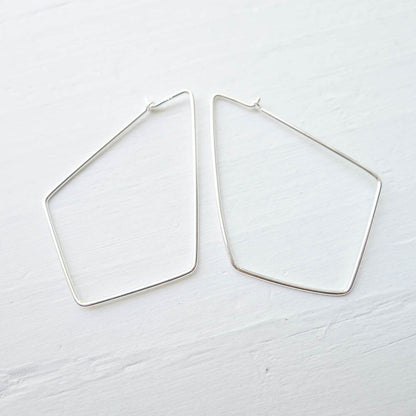 Large Sterling Silver Geometric Hoop Earrings