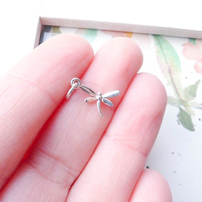 Dragon Fly Charm Dragonfly Pendant Sterling Silver Tiny Insect Charm for Bracelet or Necklaces Firefly