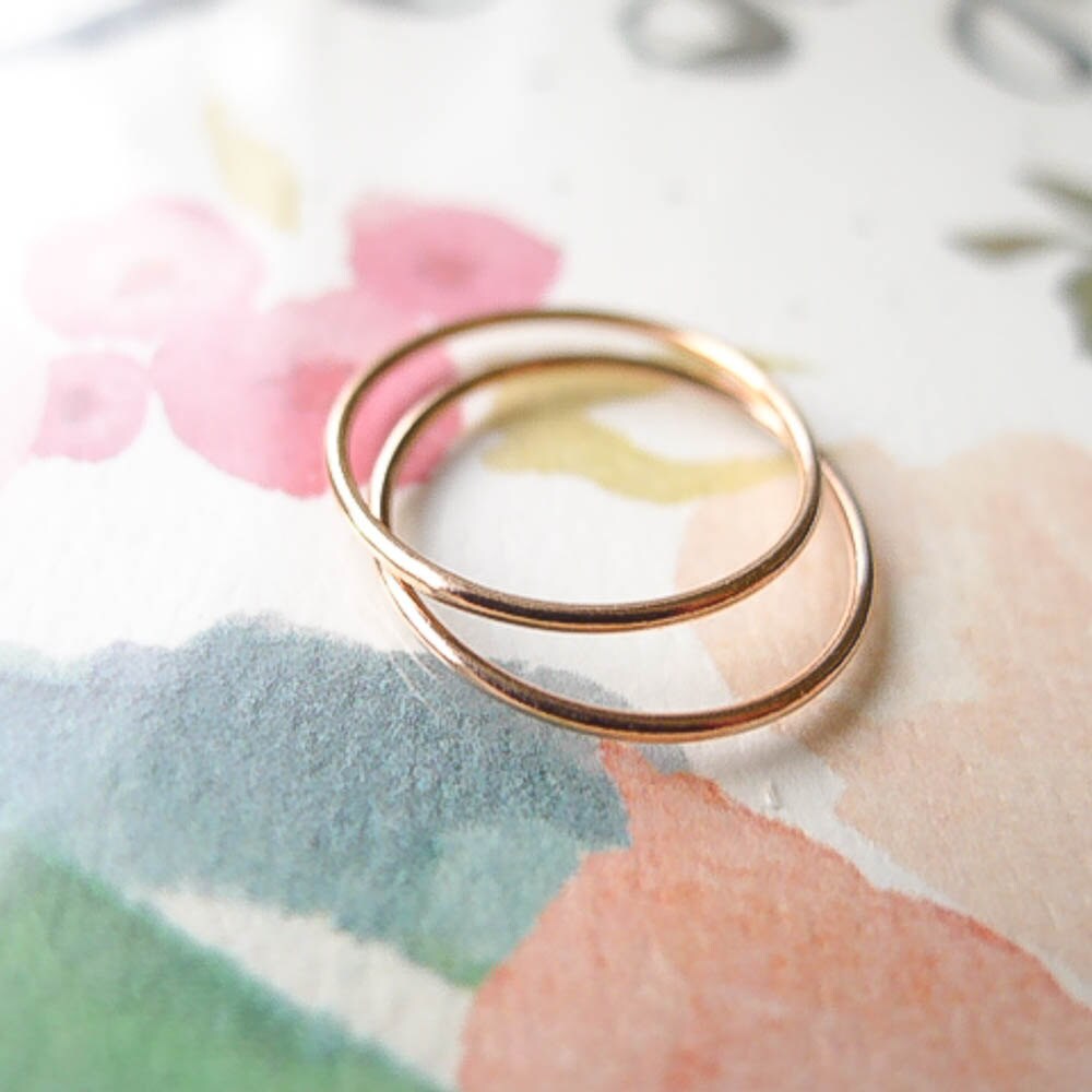 Skinny Stacking Rings in Sterling Silver Yellow and Rose Gold Filled