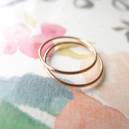 Skinny Stacking Rings in Sterling Silver Yellow and Rose Gold Filled