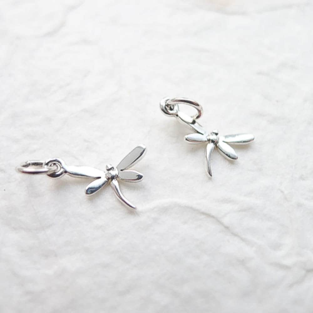 Dragon Fly Charm Dragonfly Pendant Sterling Silver Tiny Insect Charm for Bracelet or Necklaces Firefly