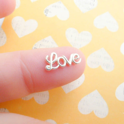 Love Tiny Sterling Silver Solderable Accent or Floating Locket Charm Cursive