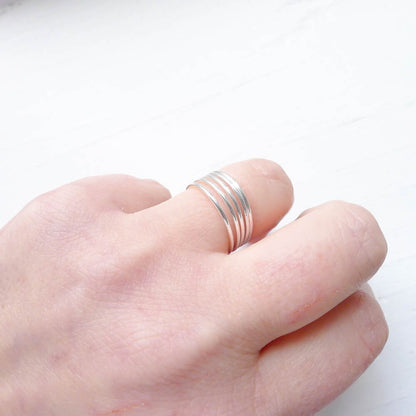 Skinny Stacking Rings in Sterling Silver Yellow and Rose Gold Filled