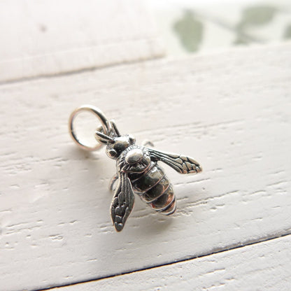 Bee Charm Realistic Sterling Silver