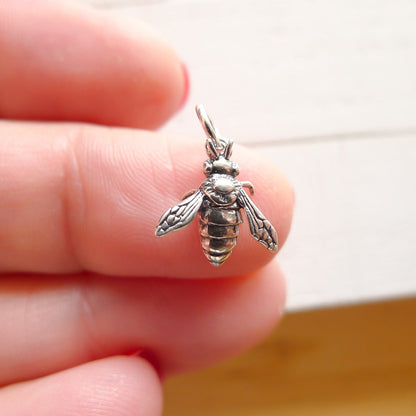 Bee Charm Realistic Sterling Silver