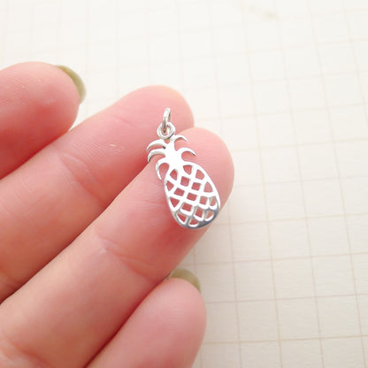 Pineapple Charm Sterling Silver Fruit Flat Pendant