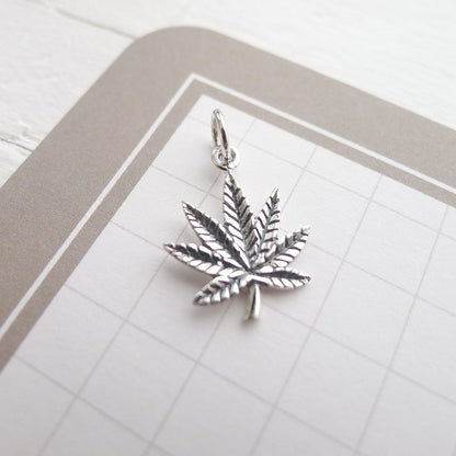 Pot Leaf Charm Sterling Silver Marijuana Pendant