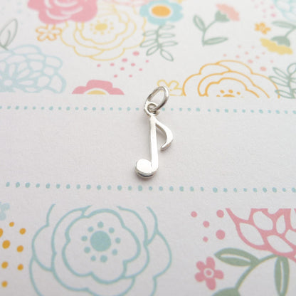 Musical Note Charm Sterling Silver