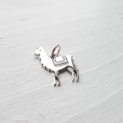 Llama Charm Sterling Silver Cute Animal Pendant