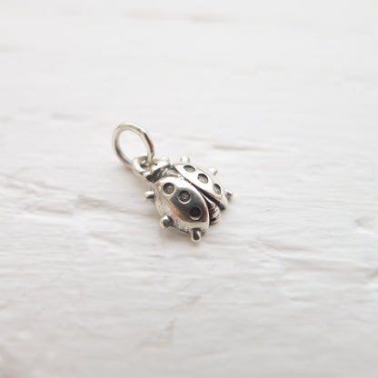 Ladybug Charm Lady Bug Pendant Sterling Silver Cute Jewelry Making Supplies