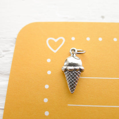 Ice Cream Cone Charm Dessert Sterling Silver Pendant Sweet