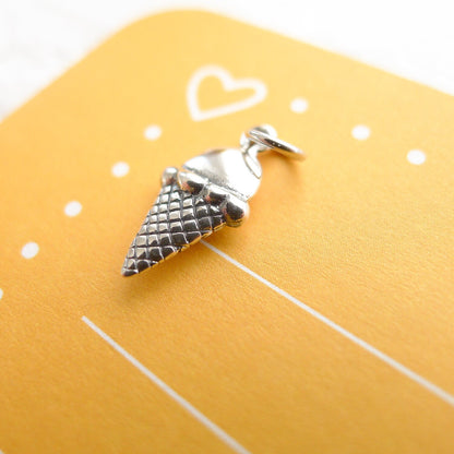 Ice Cream Cone Charm Silver Pendant