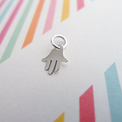 Hamsa Charm Tiny Sterling Silver Hand Charm Adorable Yoga Jewelry