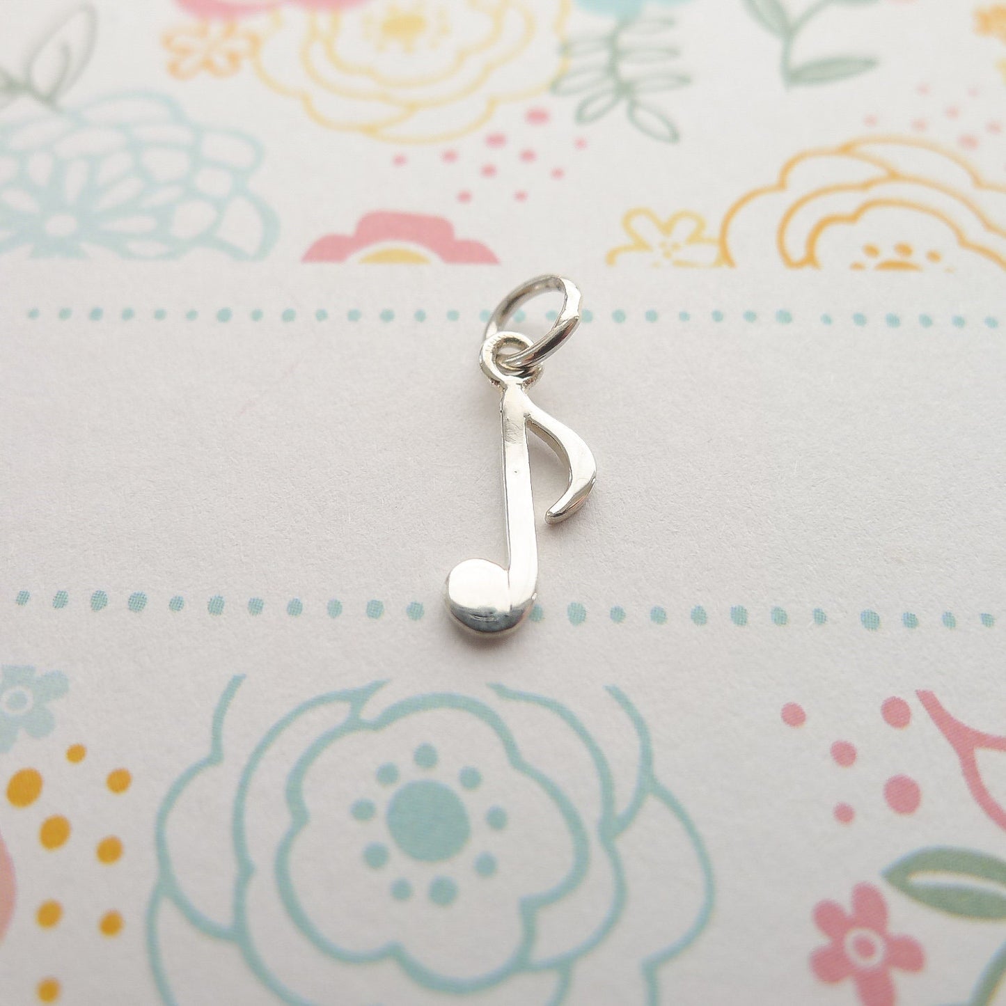 Musical Note Charm Sterling Silver