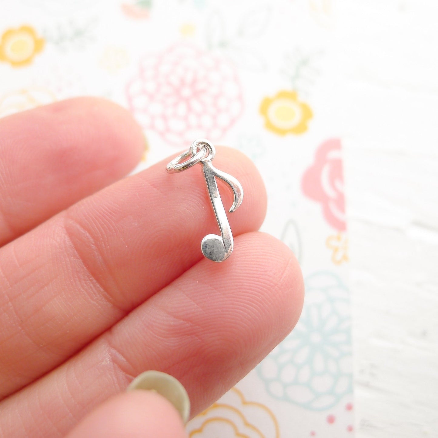 Musical Note Charm Sterling Silver