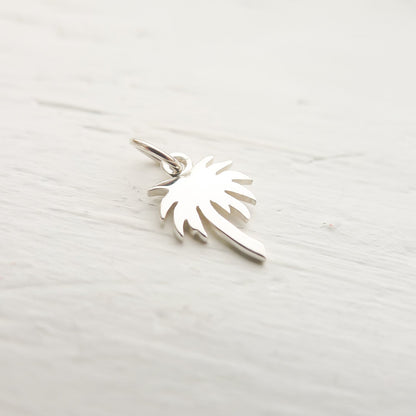 Palm Tree Charm Tropical Vacation Sterling Silver Pendant