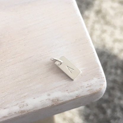 Rectangle Letter Charm Initial Tiny Sterling Silver or Gold Filled